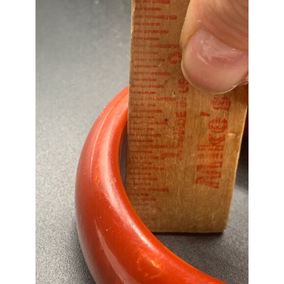 Red Chunky Bakelite Bangle Marbled Wide Heavy Early Plastic Lava Bracelet - Picture 9 of 11